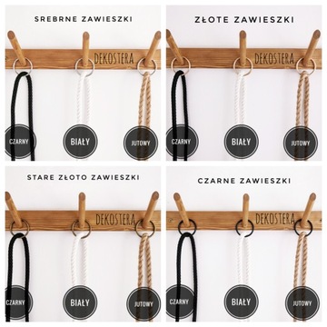 Wiszące półki na sznurkach linach złoty dąb