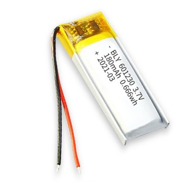 Bateria Akumulator Li-Po Li-Poly 180mAh 3.7V PCM 30x12x6mm 601230