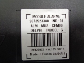 PEUGEOT 308 T9 MODUL ALARMU 9673523380