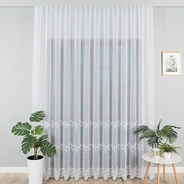 ГОТОВАЯ ШТОРА С ВЫШИВКОЙ БЕЛОЙ ЛЕНТОЙ ЛЯГУШКА ДЛЯ ГОСТИНОЙ ВЫШИВКА 250х240