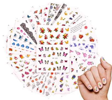 SUNONE NAKLEJKI DO MANICURE MIX OKOŁO 50 ARKUSZY