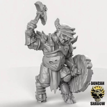 Зверолюди в доспехах с ручным оружием и щитами