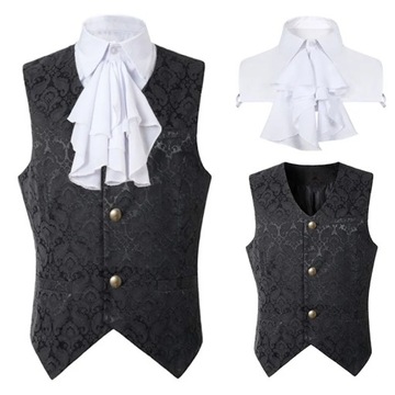 Mens Black Victorian Suit Vest Steampunk Gothic Br