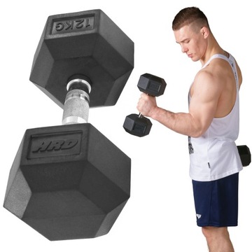 HRD SYSTEM HANTLA HEX GUMOWANA 12KG HEXAGONALNA ŻELIWNA POWLEKANA