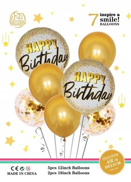 Zestaw Urodzinowy Mix Happy birthday złoty kolor
