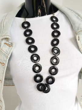 Длинные деревянные классические серьги с черными бусинами, комплект обручей в стиле бохо