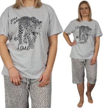 Piżama damska RYBACZKI 4XL 48 PLUS SIZE 4XL panterka