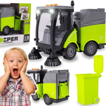 CIĘŻARÓWKA ŚMIECIARKA AUTO SAMOCHÓD ZAMIATARKA ULIC ŚWIATŁA LED DLA DZIECI