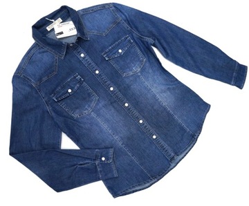 ЖЕНСКАЯ ДЖИНСОВАЯ РУБАШКА В РЕБРИКУ, ПЕРЛАМУТНЫЕ ПУГОВИКИ, УДОБНАЯ, ГИБКАЯ, L/XL