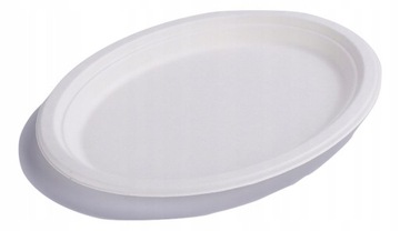 Talerze jednorazowe owalne białe 32cm - 50szt -talerz jednorazowy z trzciny
