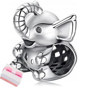 CHARMS SREBRNY SŁONIK SŁOŃ ZAWIESZKA, CHARMS SREBRO PRÓBA 925