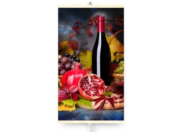 GRZEJNIK PODCZERWIENI PLAKAT OBRAZ OWOCE I WINO