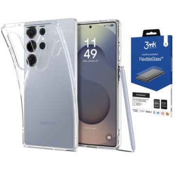 Pouzdro pro Samsung Galaxy S25 Ultra 5G Spigen Kryt Slim a Sklo 3MK