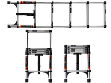 DRABINA TELESKOPOWA SKŁADANA ALUMINIOWA KRÓTKA MAŁA 6 SZCZEBLI 63 - 170 cm