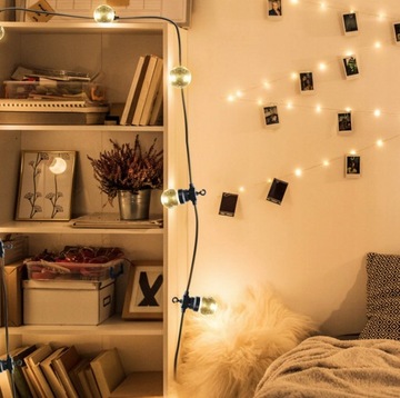 Girlanda ogrodowa 10 ciepłych mlecznych kul sznur 5m zasilana z sieci