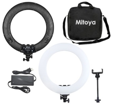MITOYA LED RING RL-480L Z WYŚWIETLACZEM LAMPA 60W UCHWYT TEL + STATYW 230CM