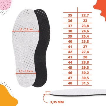 Стельки для рабочей обуви 48 С АКТИВИРОВАННЫМ УГЛЕМ