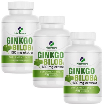 GINKGO BILOBA ekstrakt Miłorząb japoński POPRAWIA PAMIĘĆ - zestaw x 3