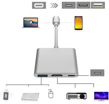 Адаптер HUB 3in1 MHL HUB USB C HDMI 4K адаптер для MacBook Samsung