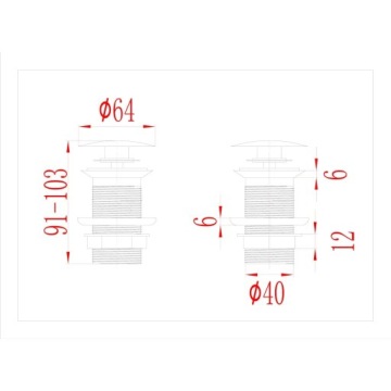 Пробка клик-клак без функции перелива, золото, 6,4х6,4х9,1 см