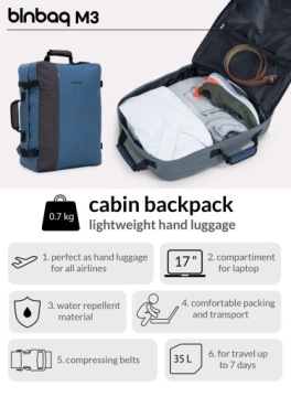 blnbag M3 - Рюкзак Ryanair размера салона 55x40x20 см, 35 ​​л, отделение для ноутбука