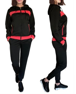DRES damski SPODNIE+BLUZA z kapturem 9114 czarny L