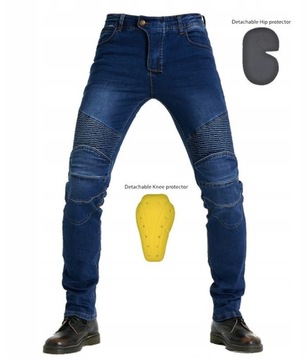SPODNIE MOTOCYKLOWE BOJÓWKI MĘSKIE JEANSY KEVLAR