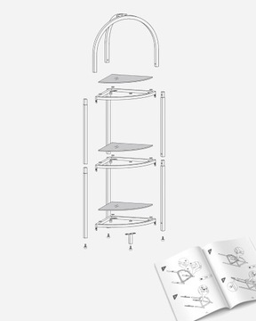 REGAŁ NAROŻNY 3 POZIOMY VASAGLE