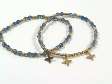 ПОЗОЛОЧЕННЫЙ СТАЛЬНОЙ БРАСЛЕТ С ДВОЙНЫМ ЦВЕТКОМ