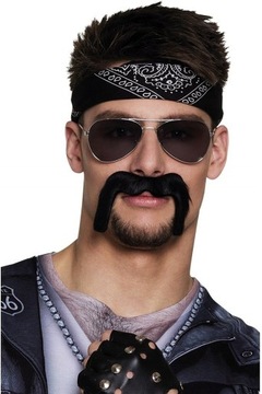 Sztuczne Czarne Wąsy Biker 1 szt.