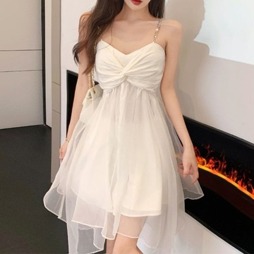 Sexy Slip Dress Women White Elegant Fairy Dresses