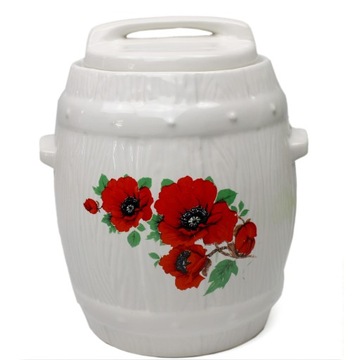 Garnek ceramiczny 2,5 l zdobiony motywem maków