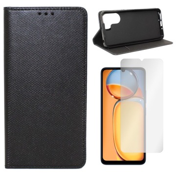 Etui do Xiaomi Redmi 13C POCO C65 Smart Magnet czarne Obudowa Case I SZKŁO