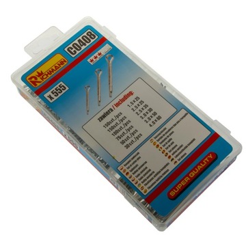 Komplet Zestaw Zawleczek Zawleczki Proste Rozginane 1.5 - 4mm 555 sztuk