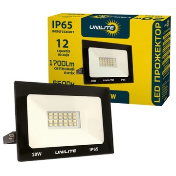 NAŚWIETLACZ REFLEKTOR LAMPA LED OGRODOWA GARAŻOWA DO OGRODU IP65 6500K 20W