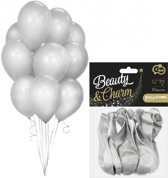 BALONY ZESTAW urodziny dziecka srebrne 10SZT 12''