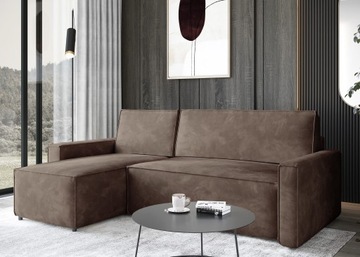 KANAPA ELKA BRĄZ ELROY 240X150 WNĘTRZA BOHO MODERN