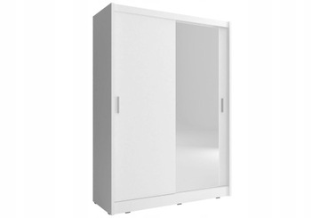 Przesuwana Szafa 130cm Biały Mat z Dużym Lustrem