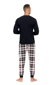 Piżama męska długi rękaw i spodnie w kratę 2XL