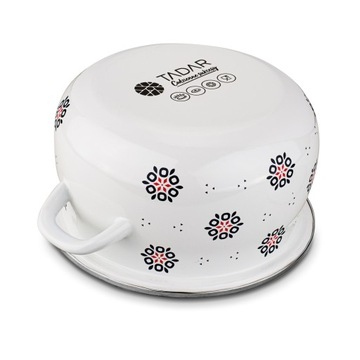 Набор из 3-х ЭМАЛИРОВАННЫХ ГОРШКОВ с крышками Фольклор + кружки, тадарские миски