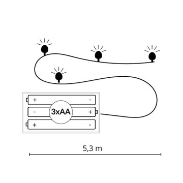 Елочные фонари MULTI+WHITE 50 светодиодов 5 м Таймер для улицы 8 функций Батарейки