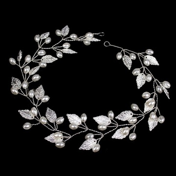 Свадебное УКРАШЕНИЕ ДЛЯ ВОЛОС СЕРЕБРЯНЫЙ жемчуг ЛИСТЬЯ свадьба