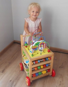 ДЕРЕВЯННЫЕ ХОДКИ PUSH ОБРАЗОВАТЕЛЬНЫЙ КУБ 6в1 часы-мула деревянные кубики