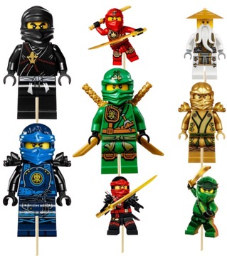 TOPPERY TOPPER NA TORT BABECZKI OZDOBA NINJAGO NINJA GO URODZINY 8szt