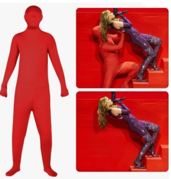 Niewidzialny płaszcz strój body 190 cm kostium halloween czerwony duch
