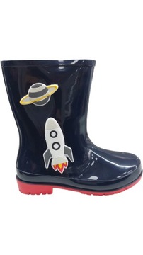 ДЕТСКИЕ БЛЕСТЯЩИЕ ТЕМНО-СИНИЕ РЕЗИНКОВЫЕ БОТИНКИ, размер 32