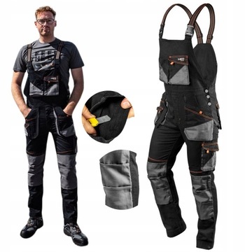 NEO SPODNIE OGRODNICZKI ROBOCZE HD SLIM NA SZELKACH OXFORD 81-248 XXL/56