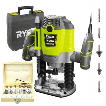 RYOBI ELEKTRYCZNA FREZARKA GÓRNOWRZECIONOWA RRT1600-K + KOMPLET 12 FREZÓW