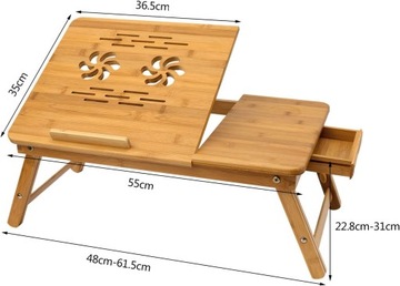 STOLIK POD LAPTOPA DO ŁÓŻKA SKŁADANY MOBILNY REGULOWANY BAMBOO ŚNIADANIOWY