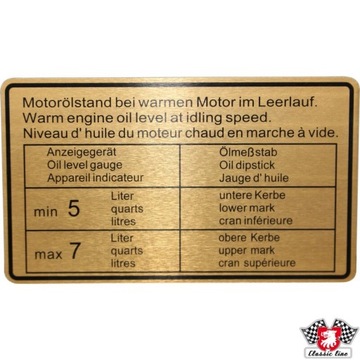 Porsche 911 Naklejka poziom oleju silnikowego